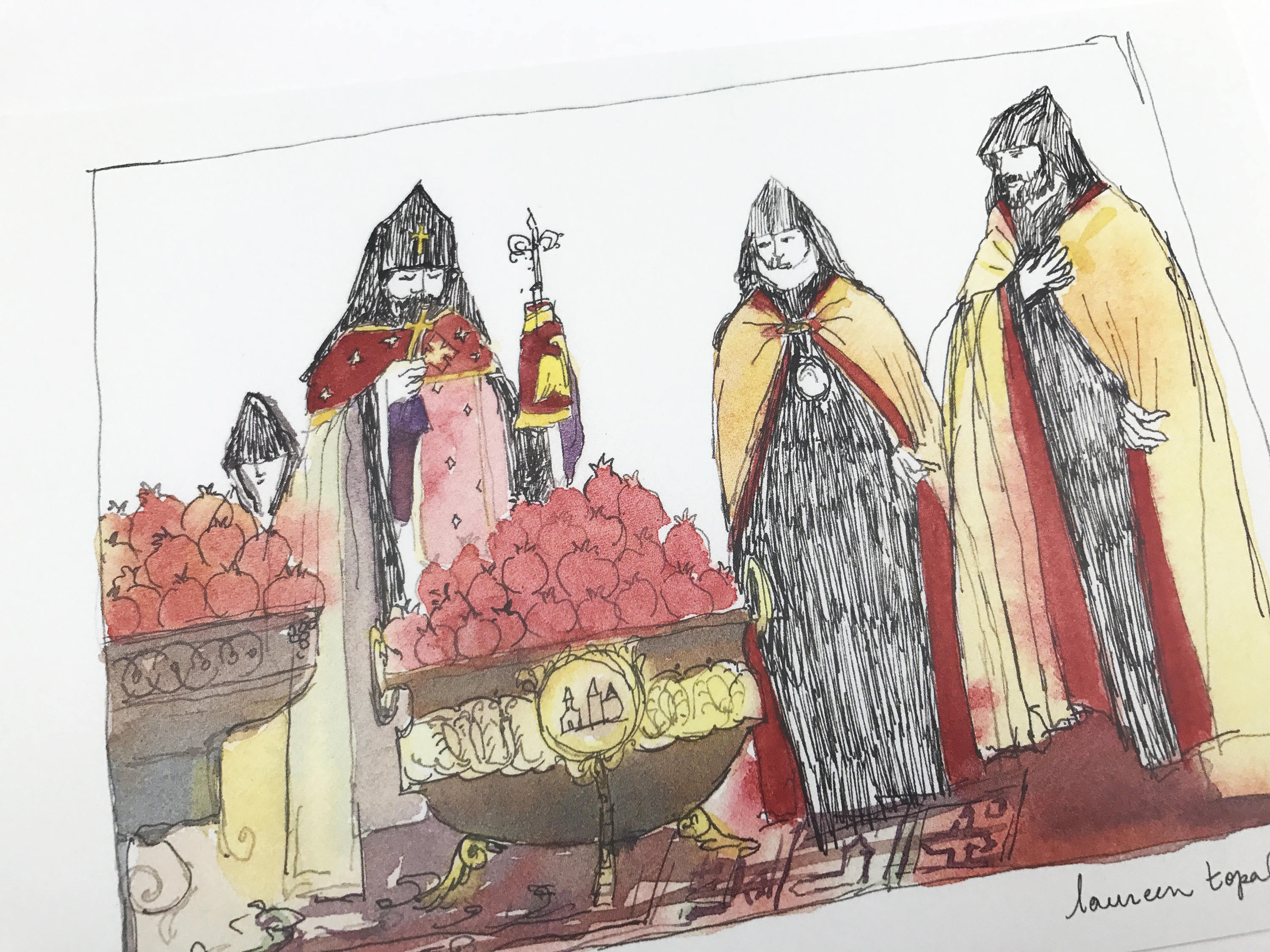 La Bénédiction des grenades à Etchmiadzin - Grande carte 14.8 x 21 cm