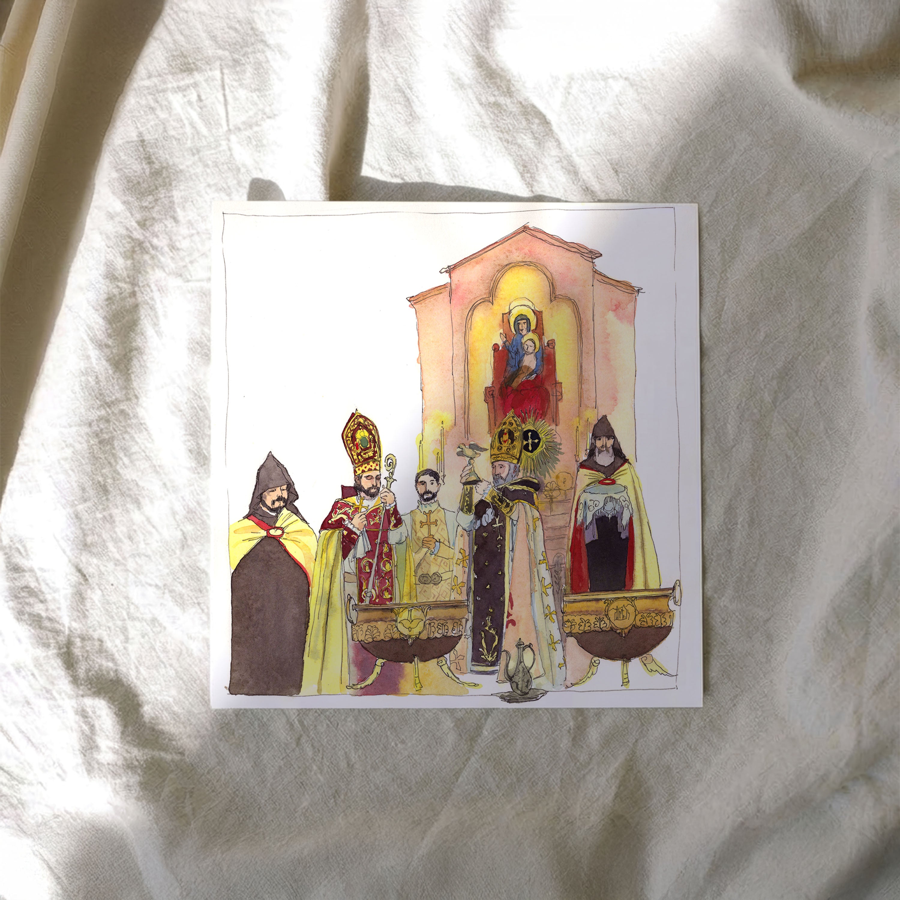 La Bénédiction du "Muron" à Etchmiadzin - Carte carrée 15 x 15cm