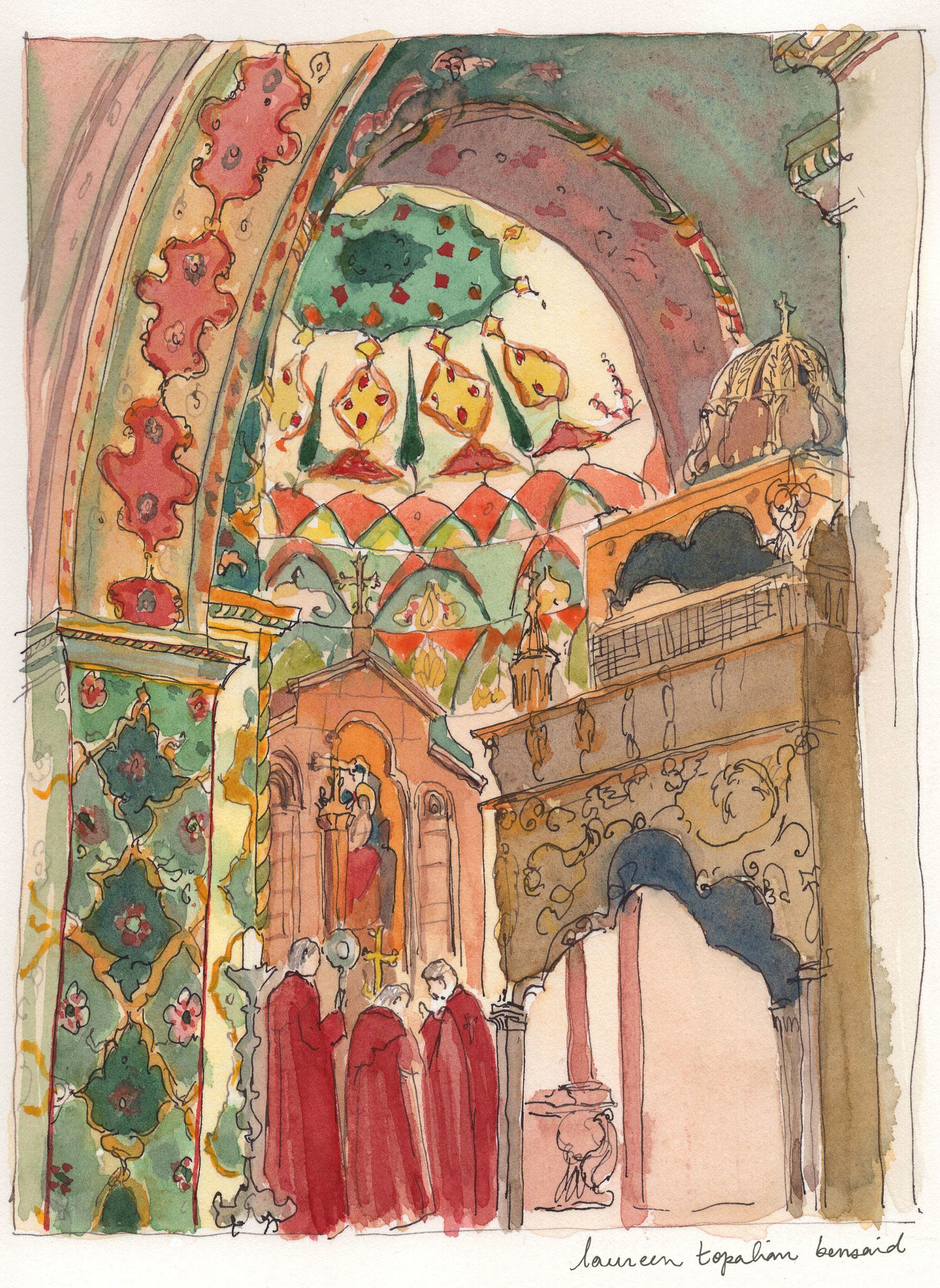Le Décor intérieur de la Cathédrale Etchmiadzin - Édition limitée sur papier d'art