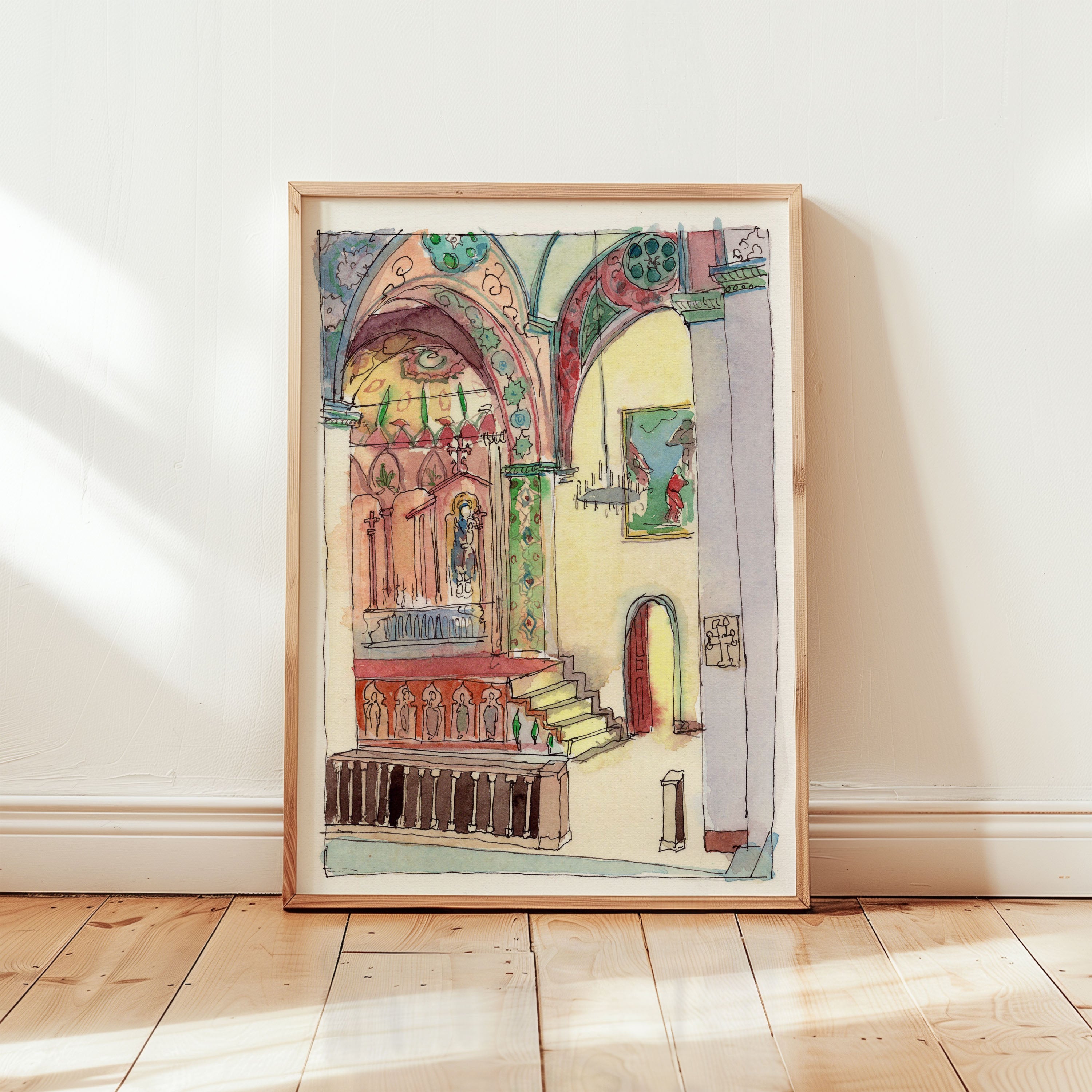 L'Intérieur de la Cathédrale Etchmiadzin, couleurs pastel - Édition limitée sur papier d'art