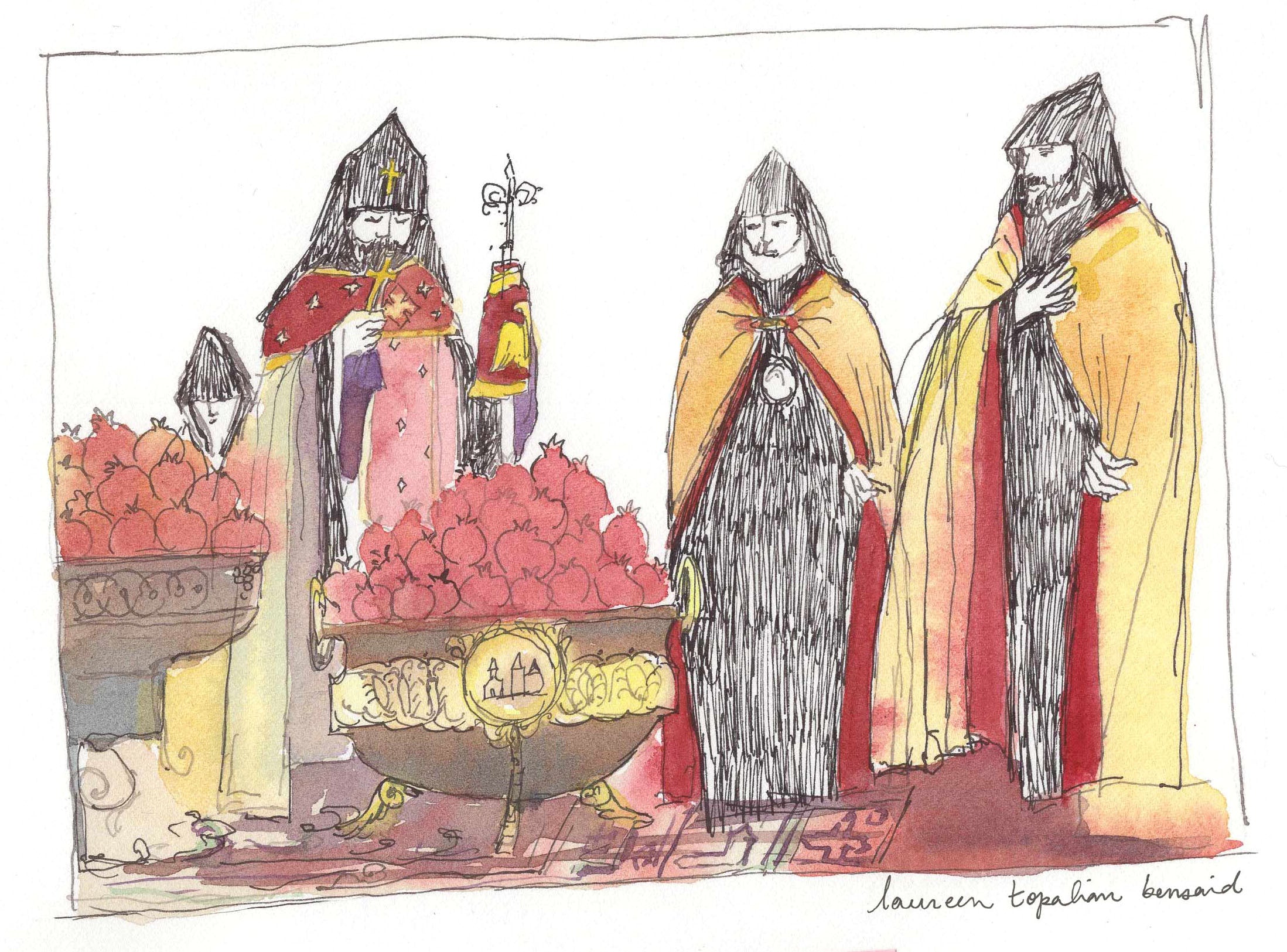 La Bénédiction des grenades dans la Cathédrale Etchmiadzin - Édition limitée sur papier d'art